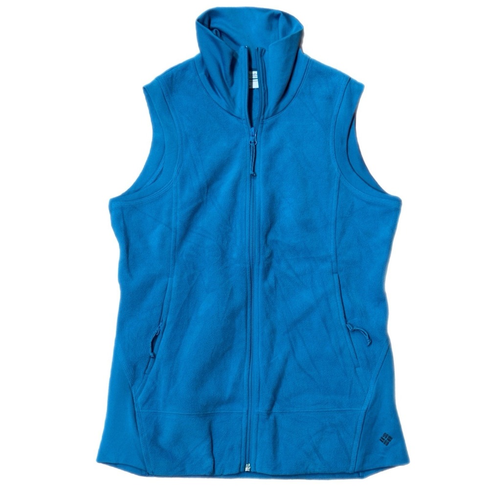 Columbia Fleece Vest Blue Full Zip Sleeveless Jacket Mock Neck Womens Medium